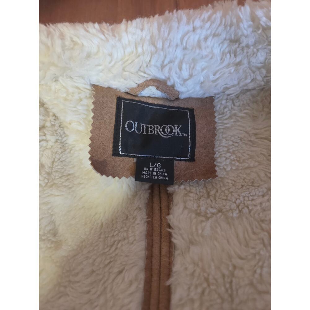 Y2K 100% Suede Penny Lane Outbrook Coat with Shearing Lining Womens Sz Large Tan - Picture 8 of 9